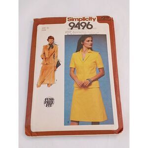 Simplicity 9496 Womens 16‎ Unlined Suit Jacket Skirt Blouse A-line Pattern UNCUT